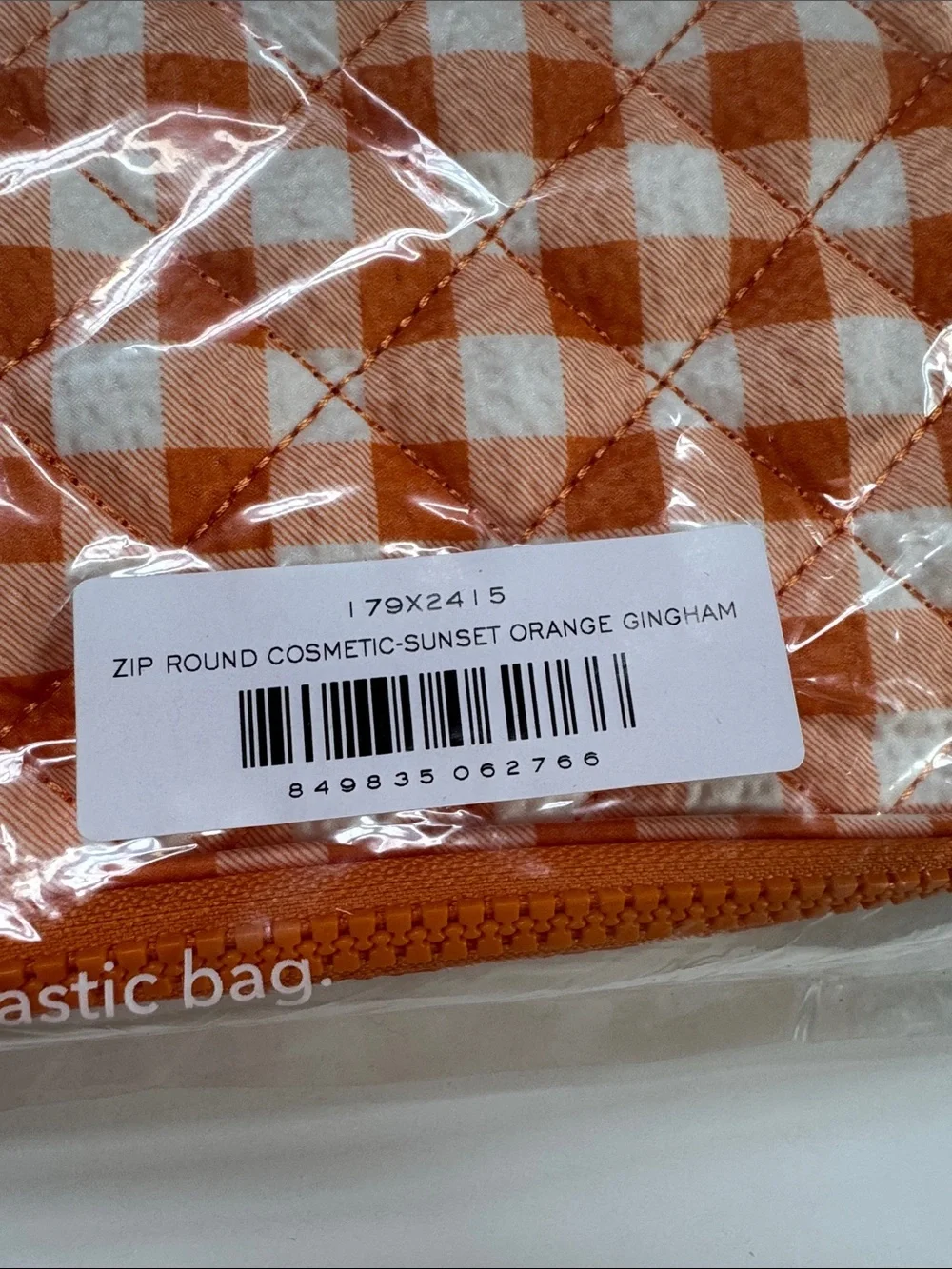 MZ Wallace Sunset Orange Gingham Zip Round Organizer
